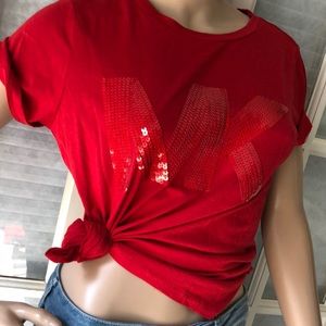 Michael Kors NWT scarlet sequined logo t shirt